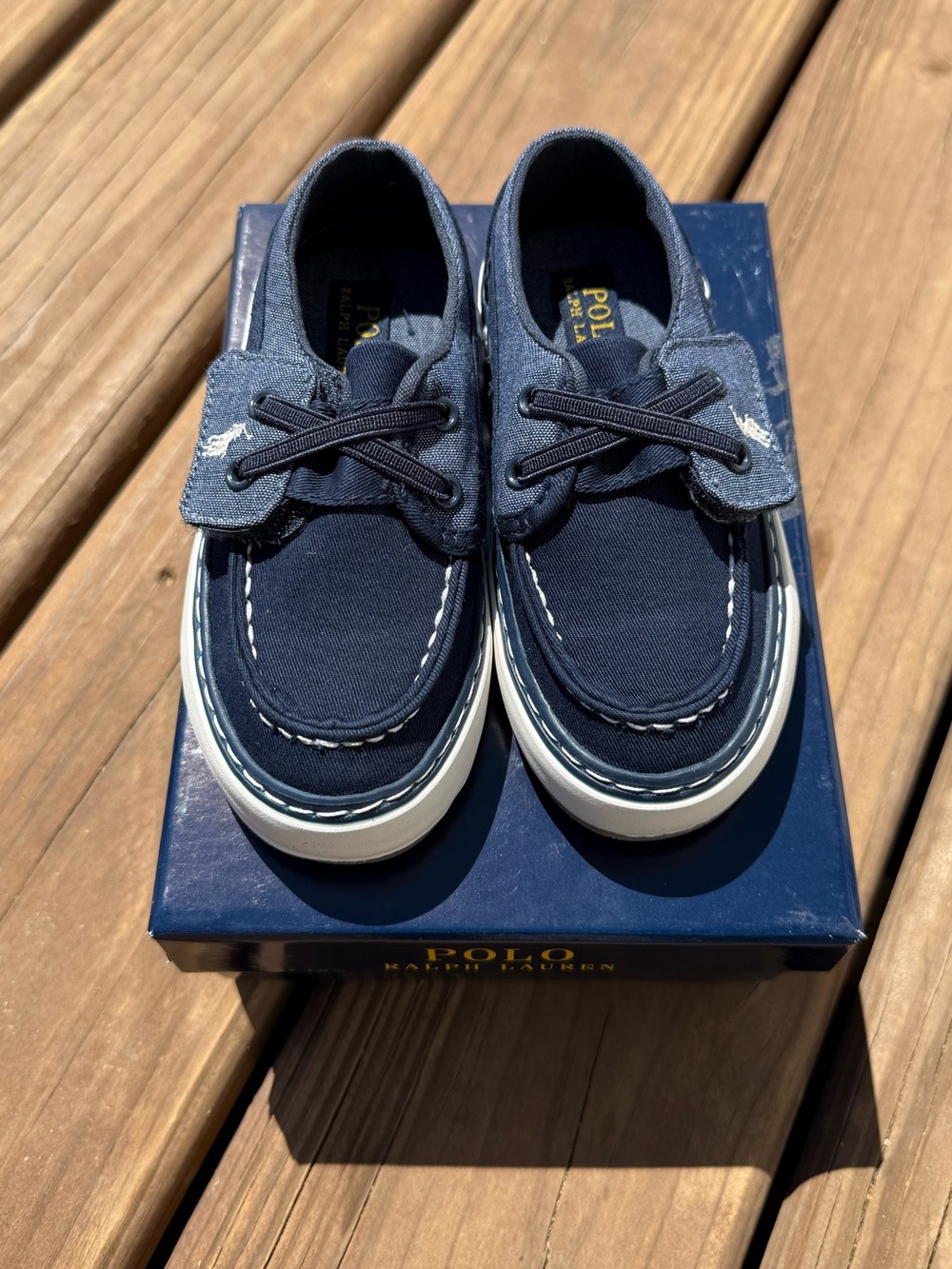Polo by Ralph Lauren Navy & White Kids Canvas Boat Shoes